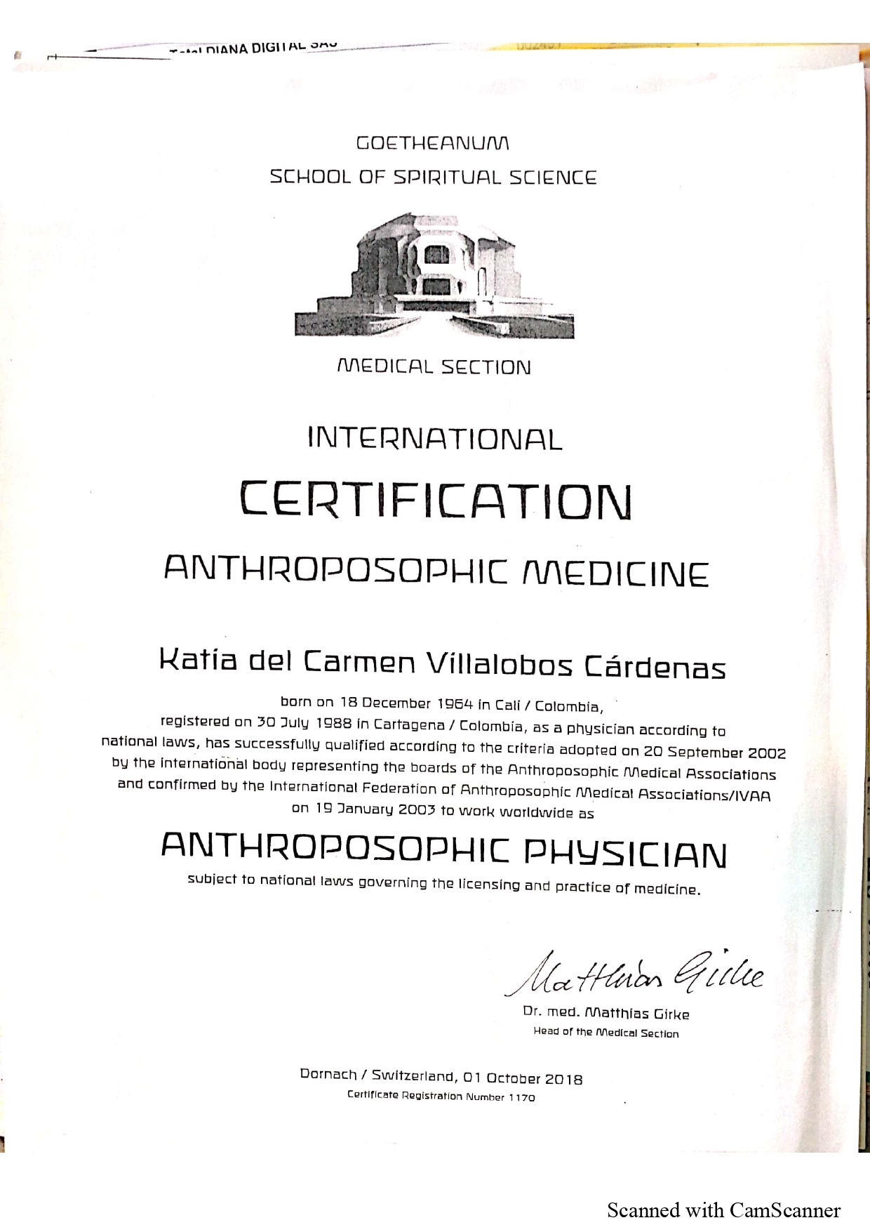 Certificación Anthroposophic Physician 2018